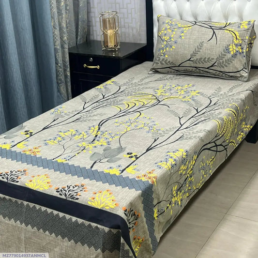 2 pcs Crystal Cotton Printed Single bedsheet