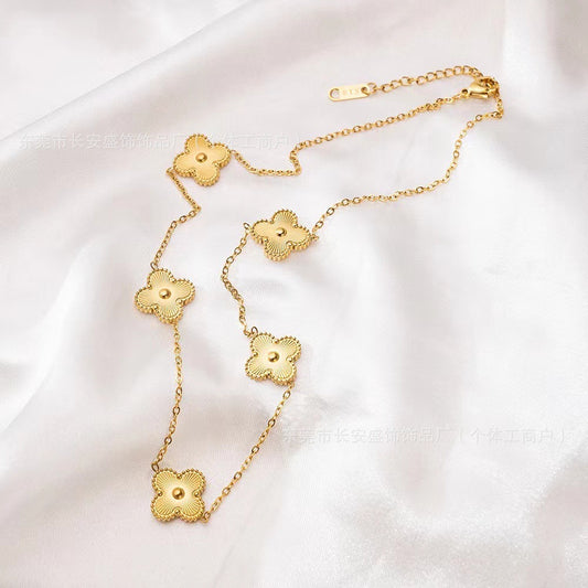 Gold Toned Four Leaf Clover Bracelet for Women