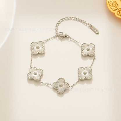 Gold Toned Four Leaf Clover Bracelet for Women