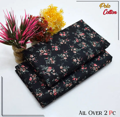 2 Pcs Women's Unstitched 3-D Block Printed Suit
