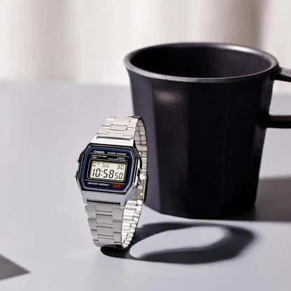 Stainless Steel Digital Watch for Men Silver Water Resistant